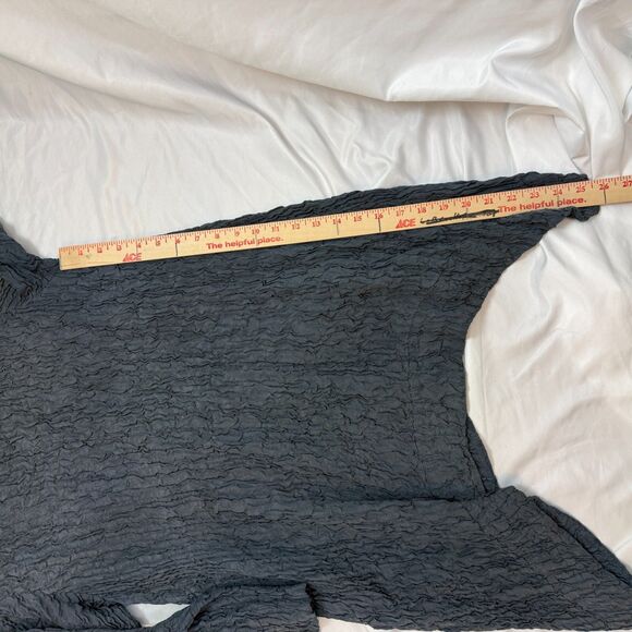 Grizas Lagenlook Tunic Top SIZE S Silk Linen Blend Black Crinkled Oversized - Picture 7 of 10